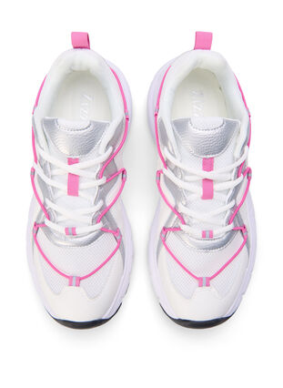 Weite M Sneakers mit kontrastierender Schnürung, White w. Pink, Packshot image number 2