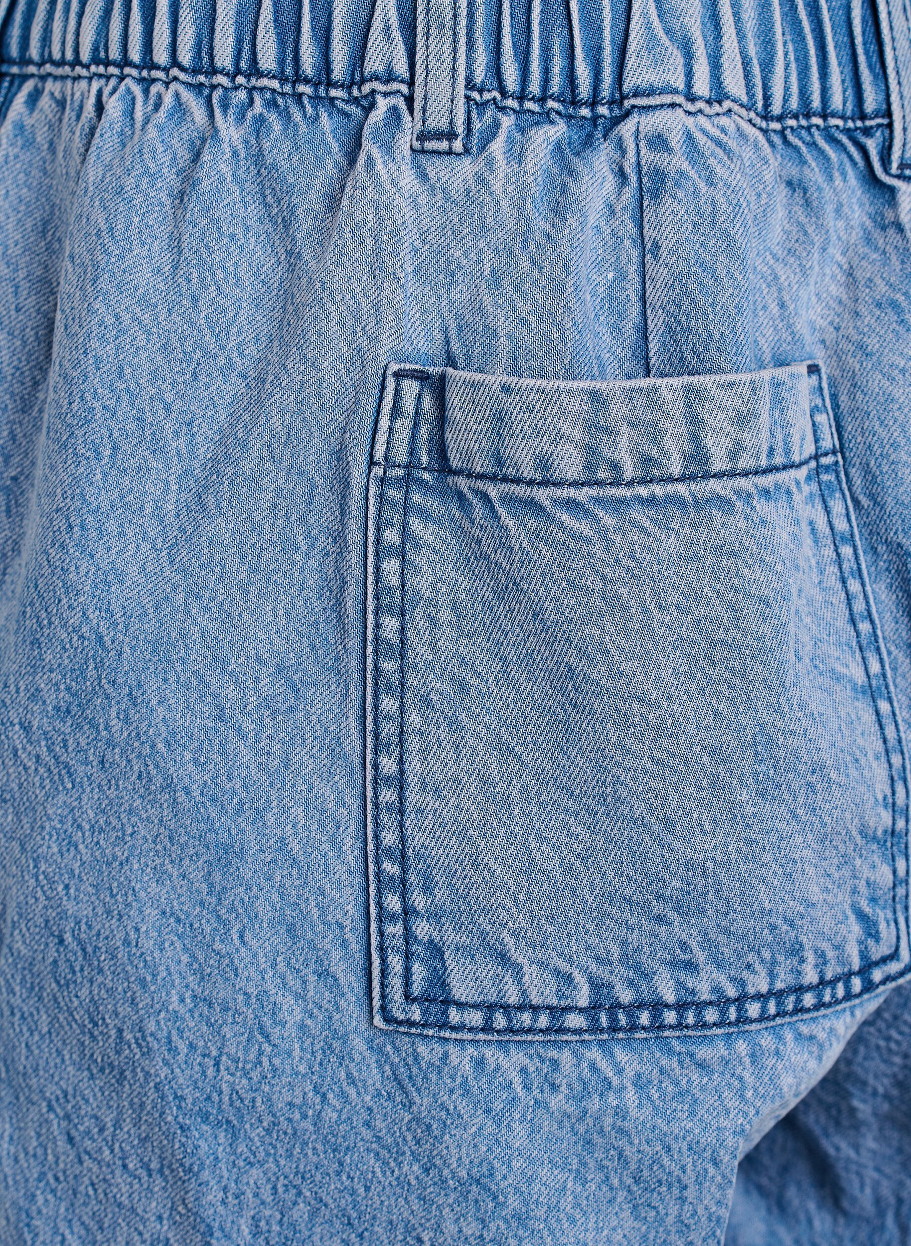 ZizziLocker geschnittene Jeansshorts mit hoher Taille, Blau, Packshot image number 3