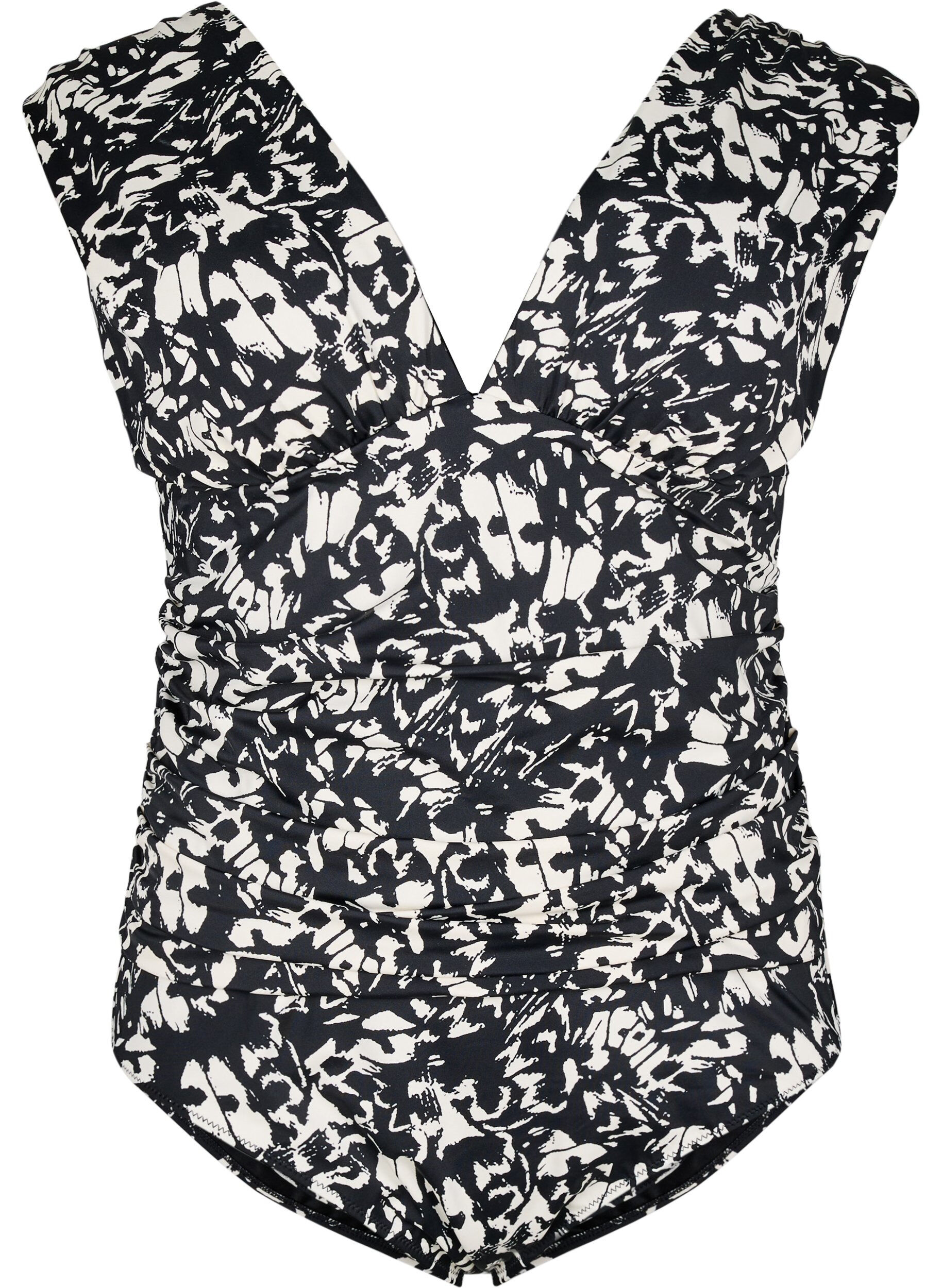 Gemusterter Badeanzug mit tiefem V-Ausschnitt