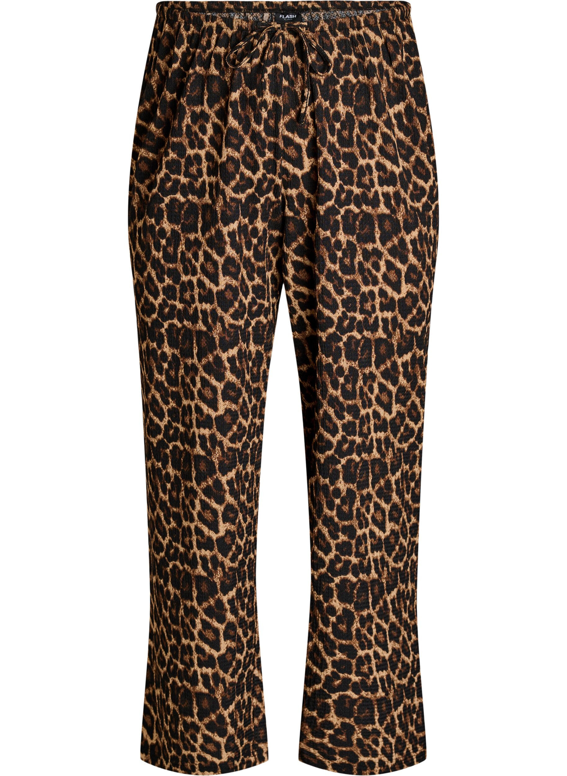 ZizziHose mit weitem Bein aus einem leichten strukturierten Stoff, Schwarz, Packshot image number 0