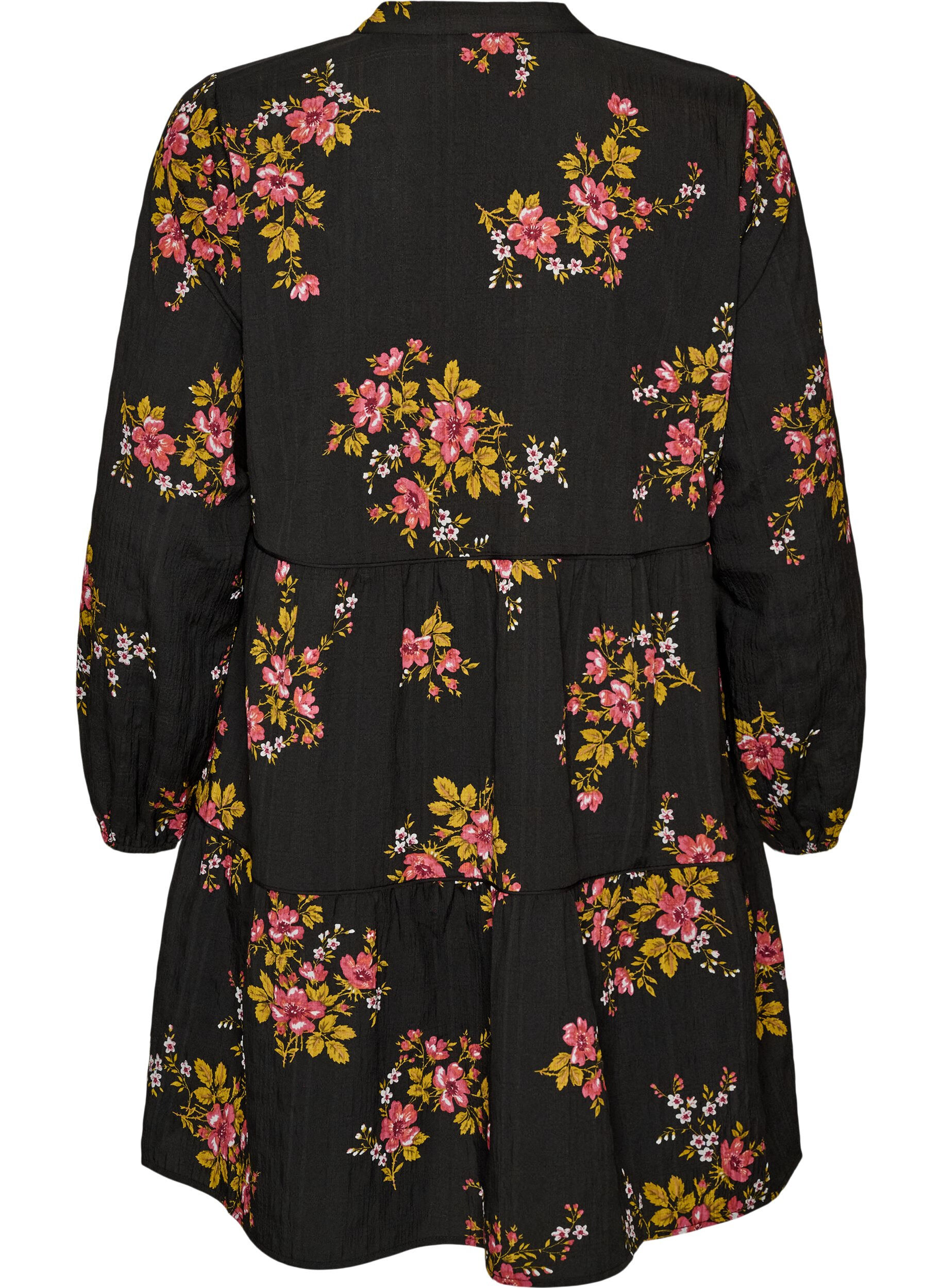 ZizziGebl&uuml;mtes Kleid mit Bindeverschluss, Schwarz, Packshot image number 1