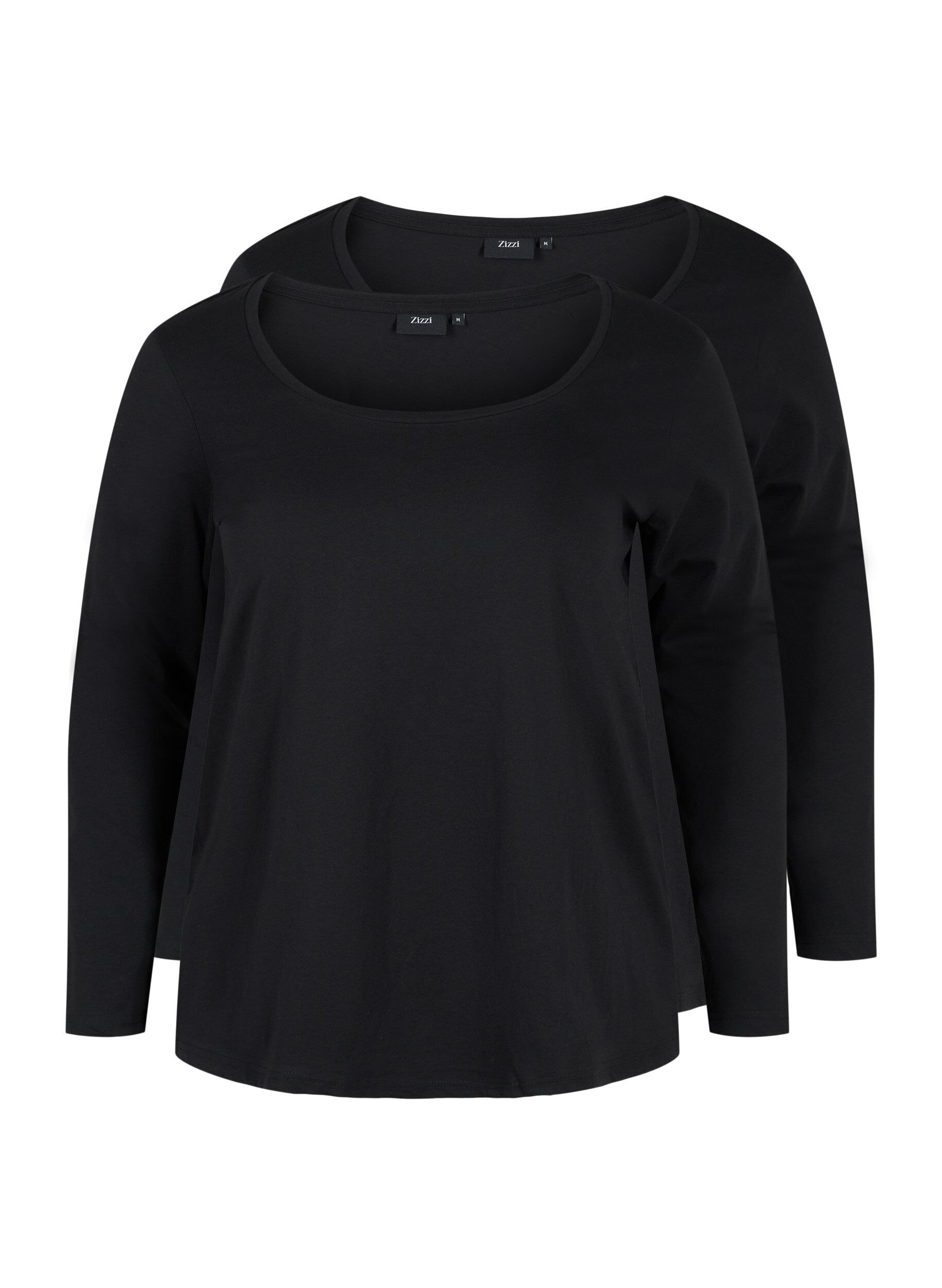 Zizzi2er-Pack Basic-Bluse aus Baumwolle, Black/Black, Packshot image number 0