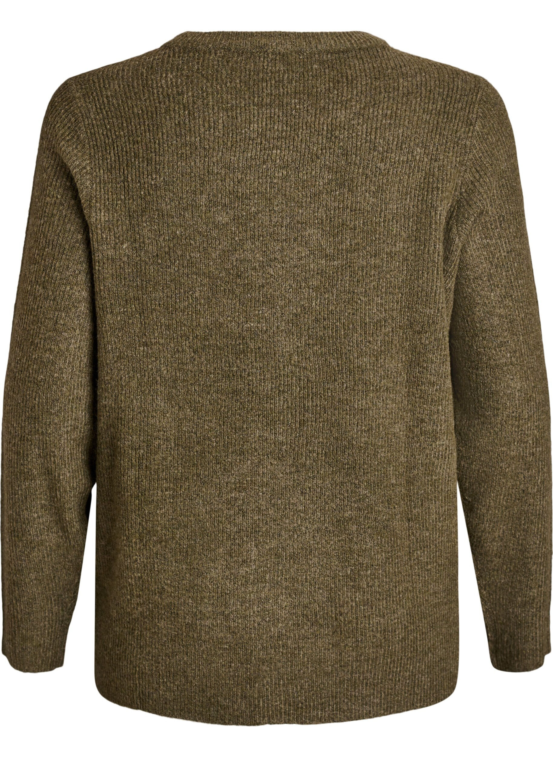 ZizziMelierte Strickbluse mit Rundhalsausschnitt, Gr&uuml;n, Packshot image number 1