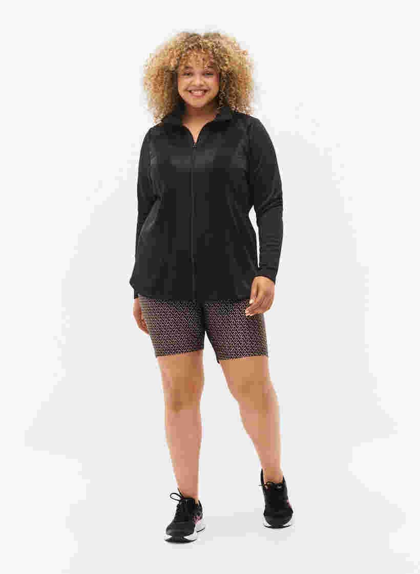 Sportliche Strickjacke mit Reißverschluss und hohem Kragen, Black, Model image number 2