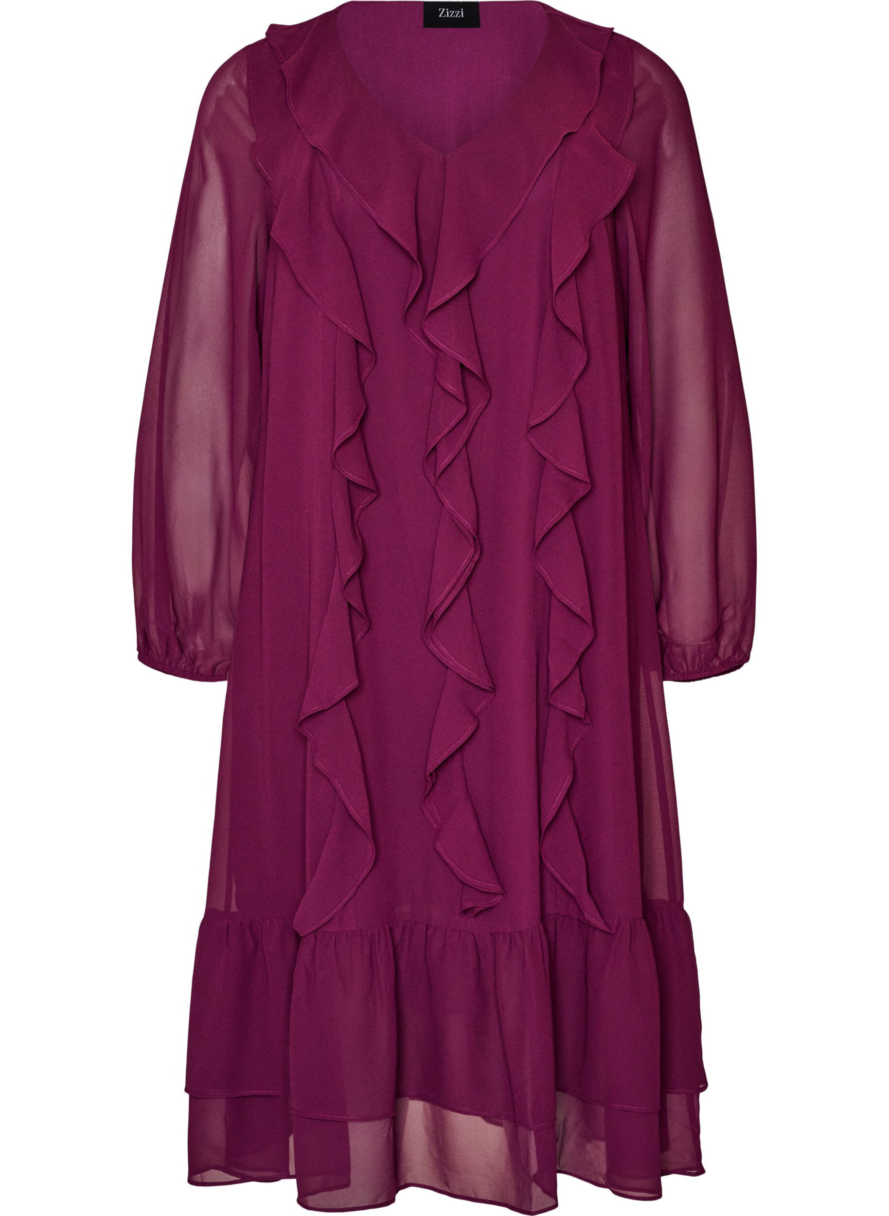 ZizziPartykleid mit R&uuml;schendetails und V-Ausschnitt, Rot, Packshot image number 0