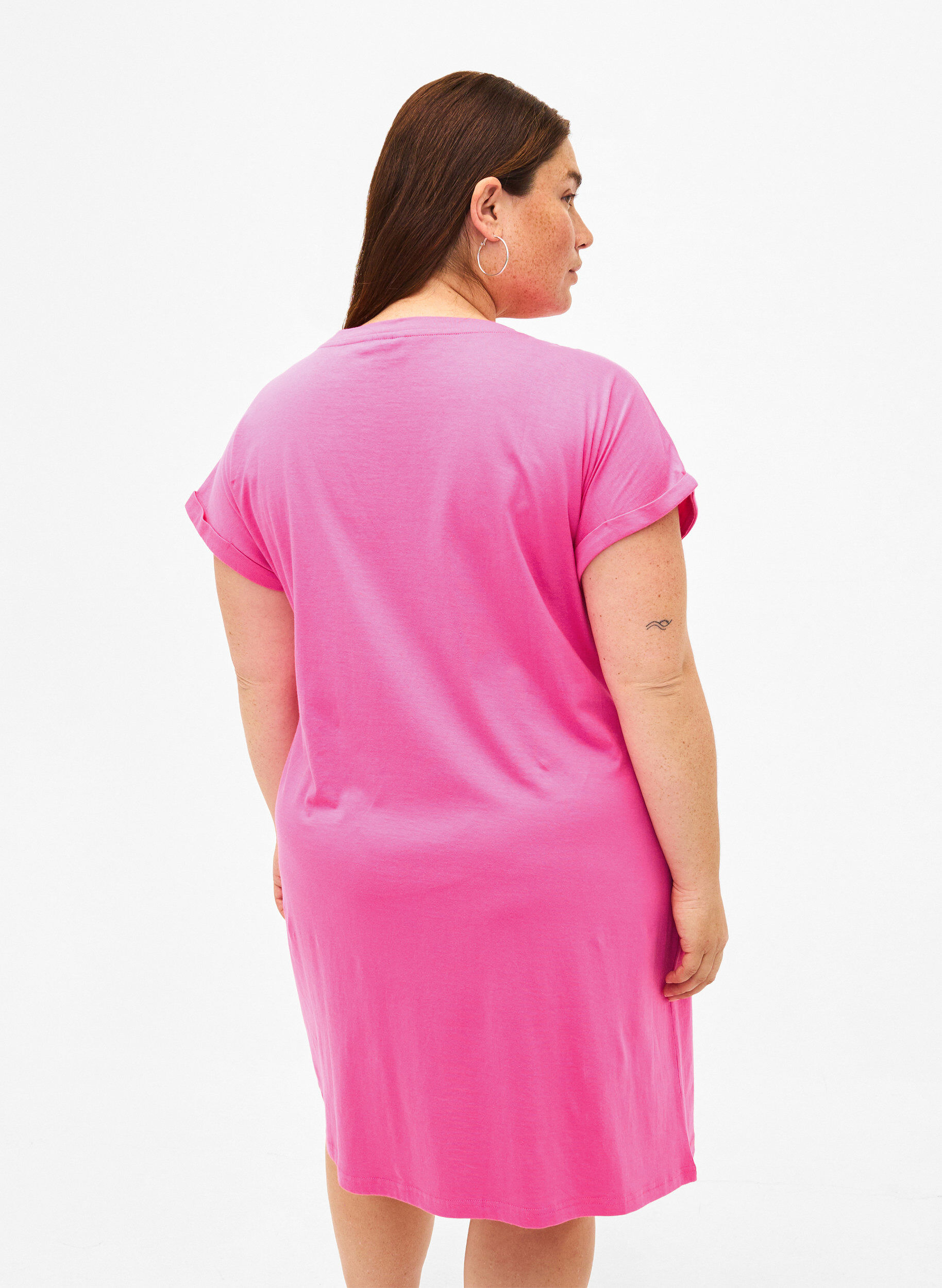 Zizzi2-pack Baumwollkleid mit kurzen &Auml;rmeln, Shocking Pink/Black, Model image number 1