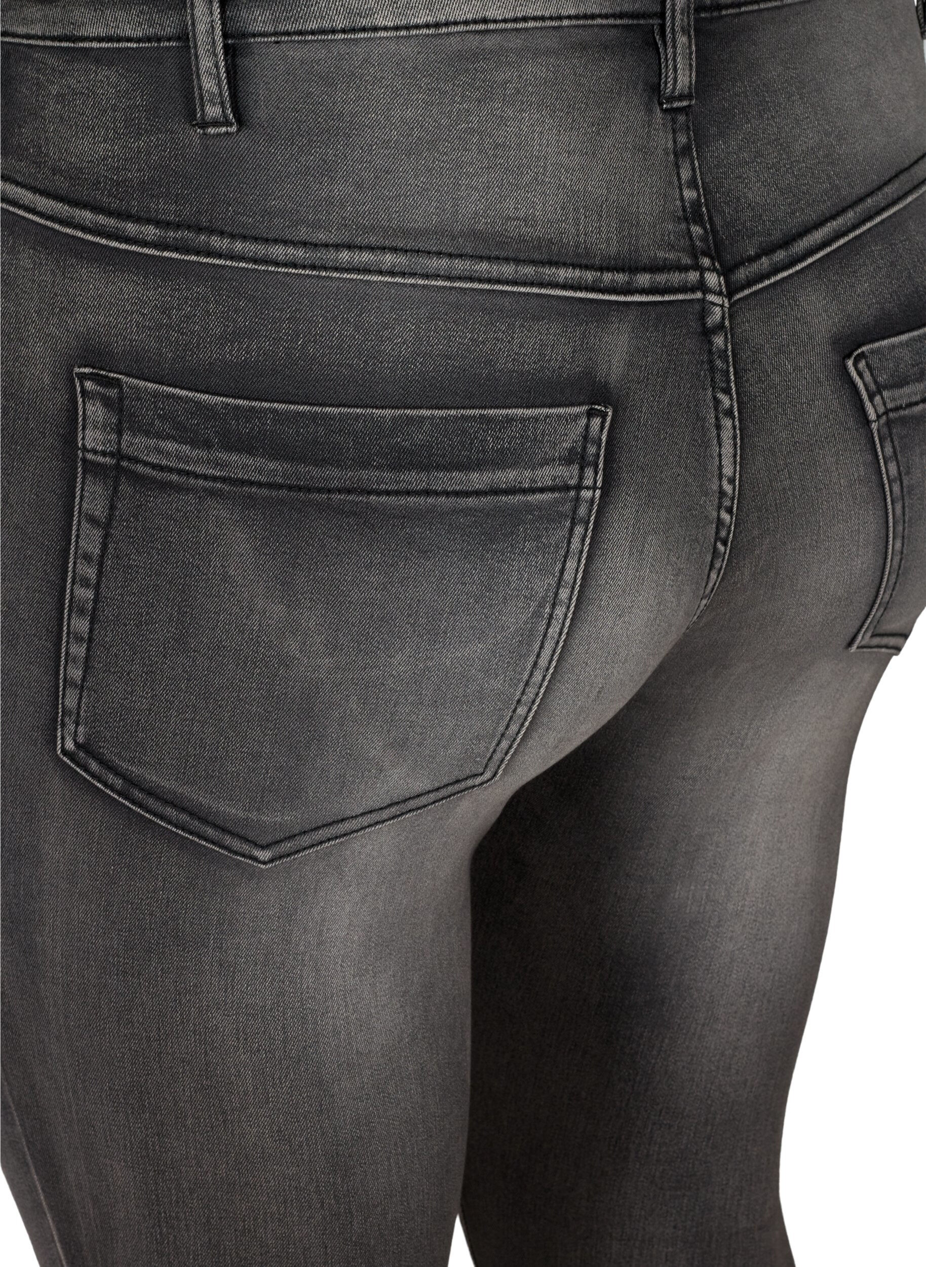 ZizziExtra schmale Amy Jeans mit hoher Taille, Dark Grey Denim, Packshot image number 3