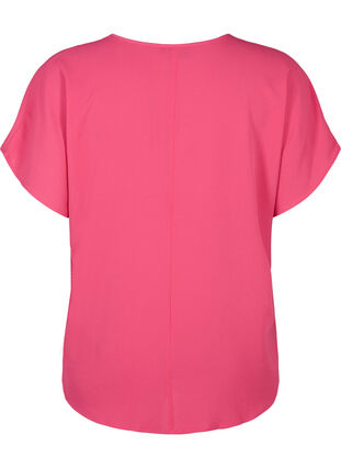 Bluse mit kurzen Ärmeln und Rundhalsausschnitt, Raspberry Sorbet, Packshot image number 1