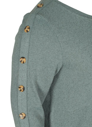 Langarm Bluse mit Knopfdetails, Balsam Green Melange, Packshot image number 3