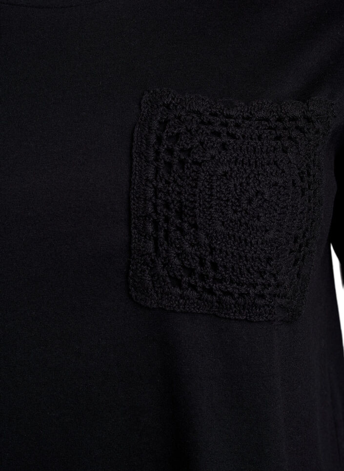 T-Shirt aus Bio-Baumwolle mit Brusttasche, Schwarz, Packshot image number 2