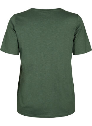 Kurzärmeliges Basic T-Shirt mit V-Ausschnitt, Thyme, Packshot image number 1