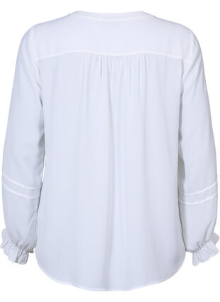 Bluse mit langen Ärmeln und Knopfverschluss, Bright White, Packshot image number 1