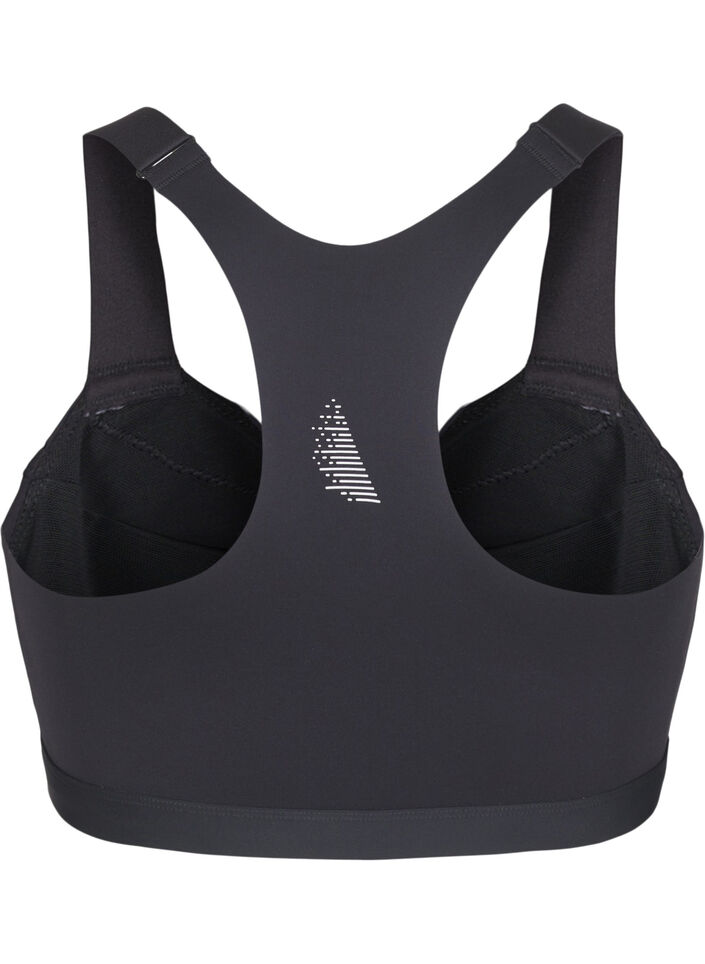 Sport-BH mit Vorderverschluss und hohem Halt, Schwarz, Packshot image number 1
