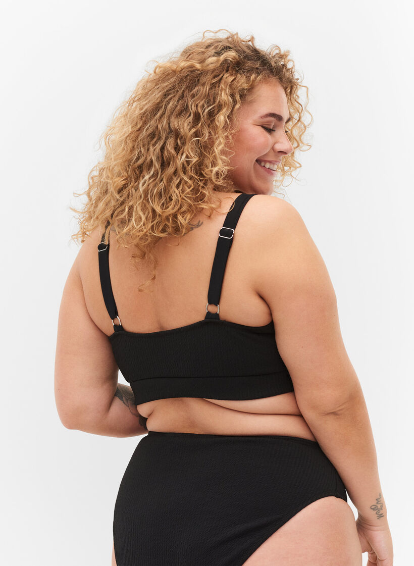 Bikini-Top mit Cr&ecirc;pe-Struktur, Black, Model image number 1