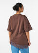 T-Shirt mit asymmetrischem Spitzensaum, Braun, Model image number 2