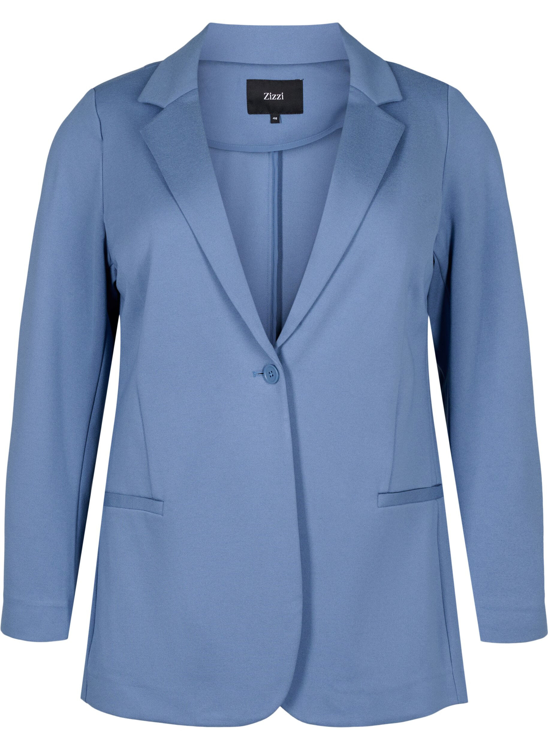 ZizziSchlichter Blazer mit Knopfverschluss, Blau, Packshot image number 0