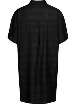 Langes Shirt aus Viskose mit Textur, Black, Packshot image number 1