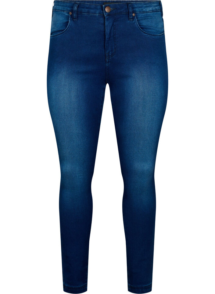 Extra schmale Amy Jeans mit hoher Taille, Blue Denim, Packshot image number 0