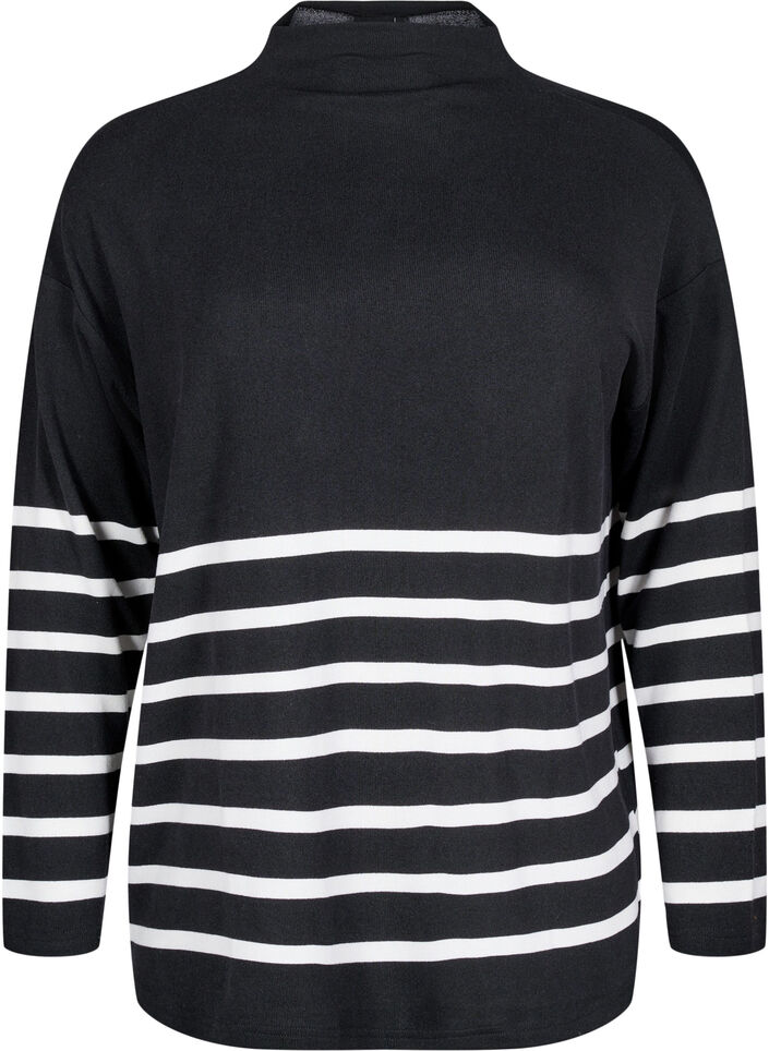 Bluse mit Stehkragen und langen Ärmeln, Schwarz, Packshot image number 0