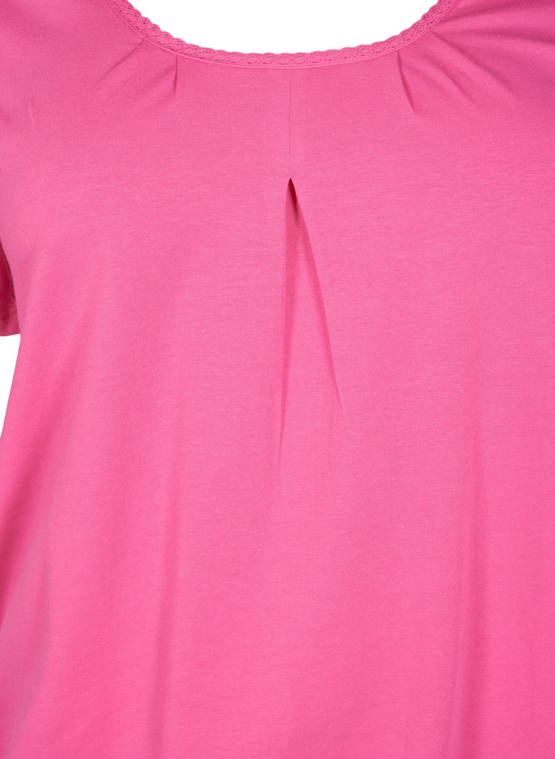 ZizziKurz&auml;rmeliges T-Shirt aus Baumwolle, Shocking Pink, Packshot image number 2