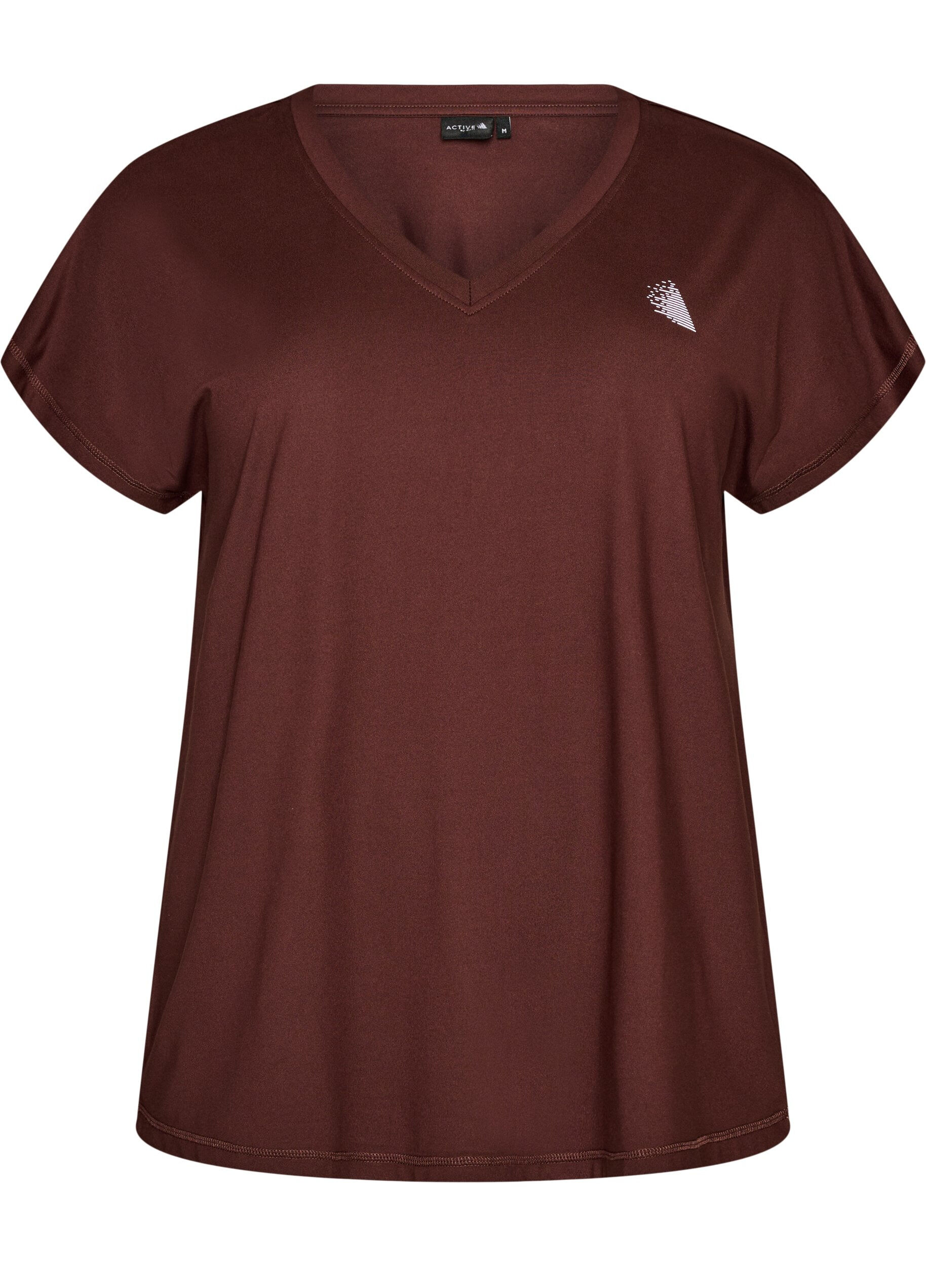 ZizziLockeres Trainings-T-Shirt mit V-Ausschnitt, Braun, Packshot image number 0