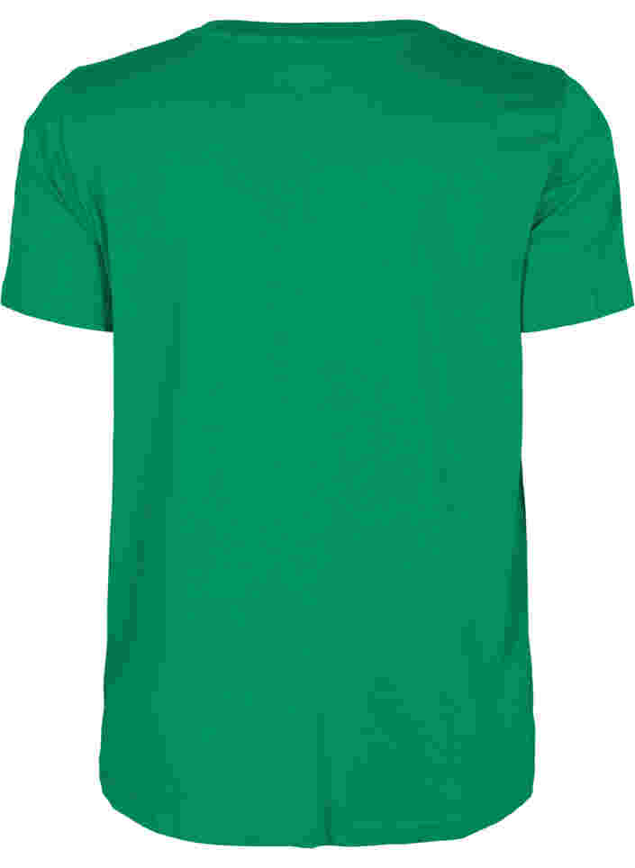 Kurzärmeliges Baumwoll-T-Shirt mit Textdruck, Jolly Green, Packshot image number 1