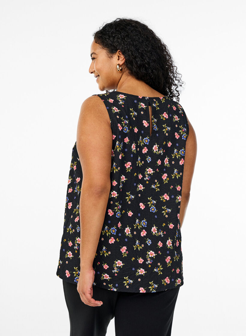 &Auml;rmelloses Top mit Struktur, Schwarz, Model image number 2