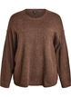 Lockerer Strickpullover mit Kontrastn&auml;hten, Braun, Packshot image number 0