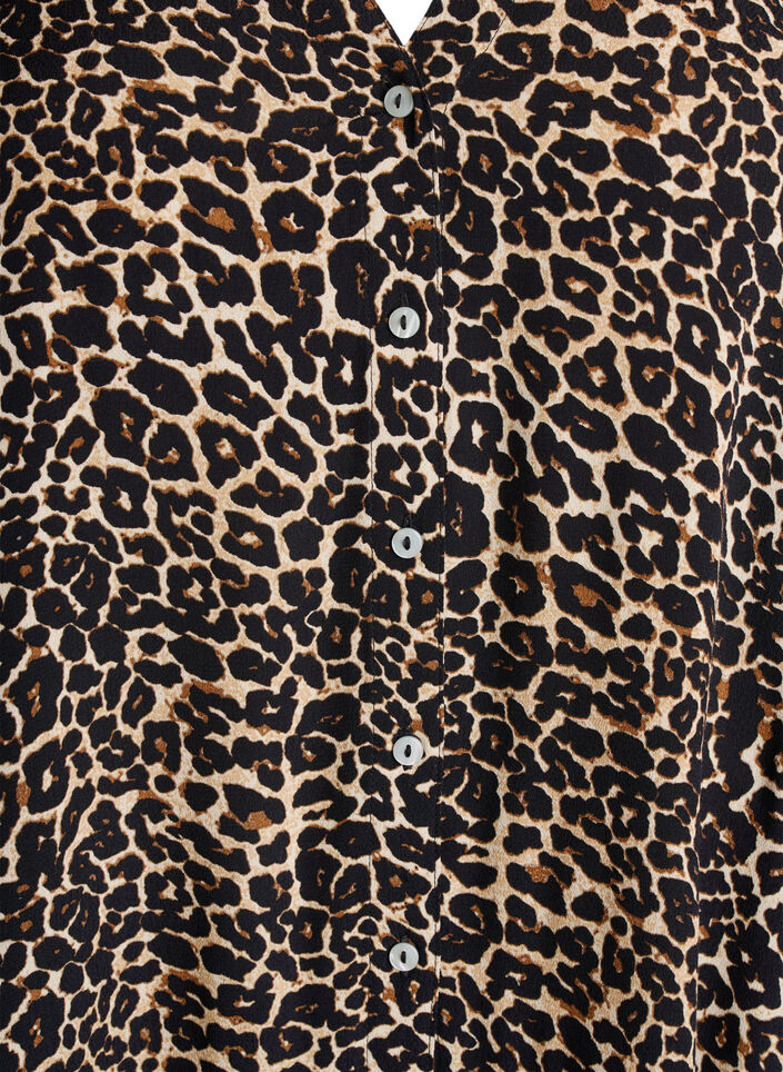 Bedrucktes Midikleid aus Viskose mit langen Ärmeln, Braun, Packshot image number 2