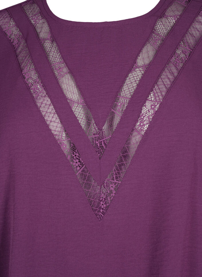  Langarm-Bluse mit Spitze, Deep Purple, Packshot image number 2