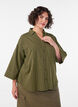 Lockere gestreifte Bluse mit 3/4-&Auml;rmeln, Gr&uuml;n, Model image number 0