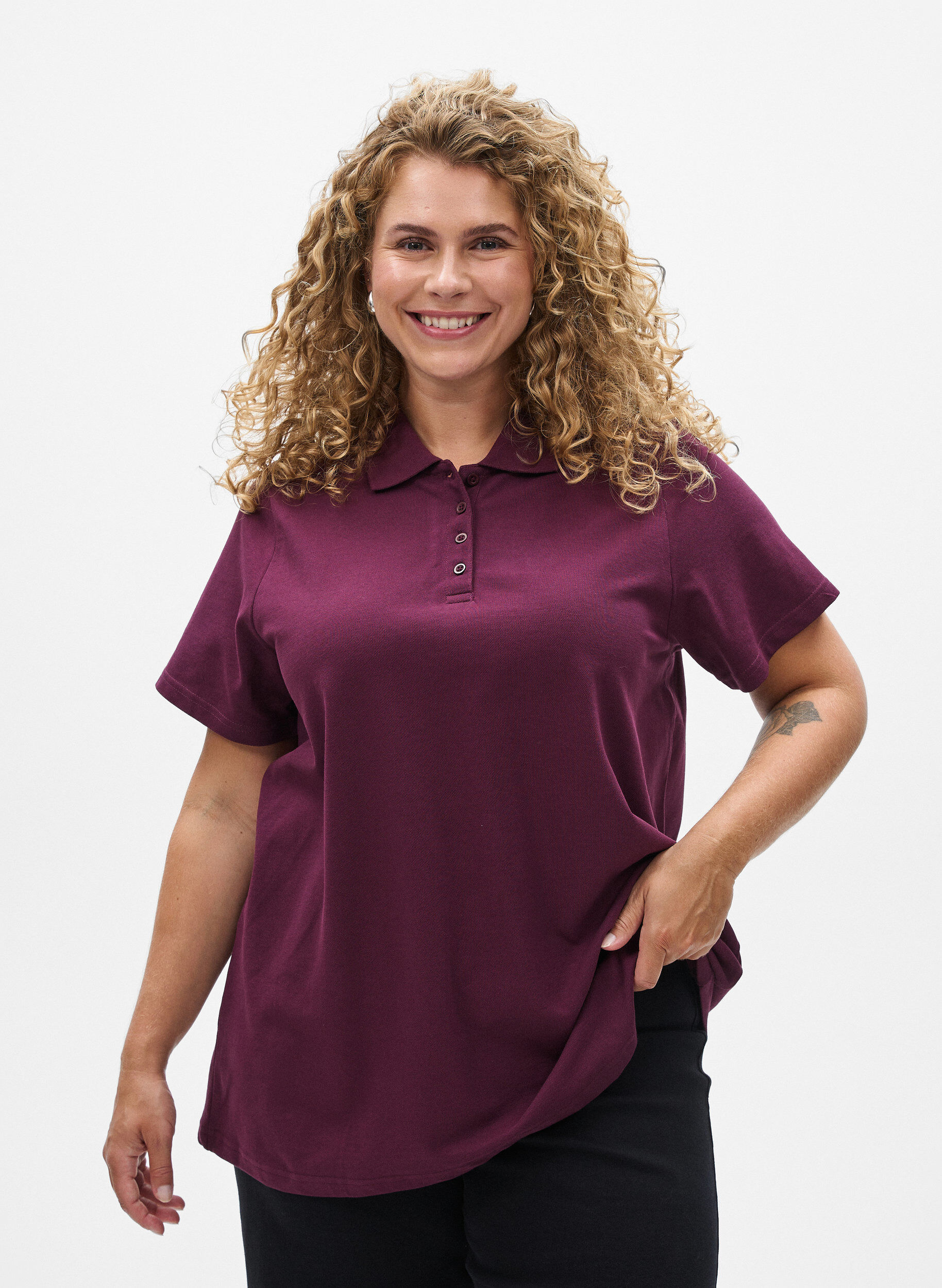 ZizziPoloshirt mit kurzen &Auml;rmeln, Rot, Model image number 0