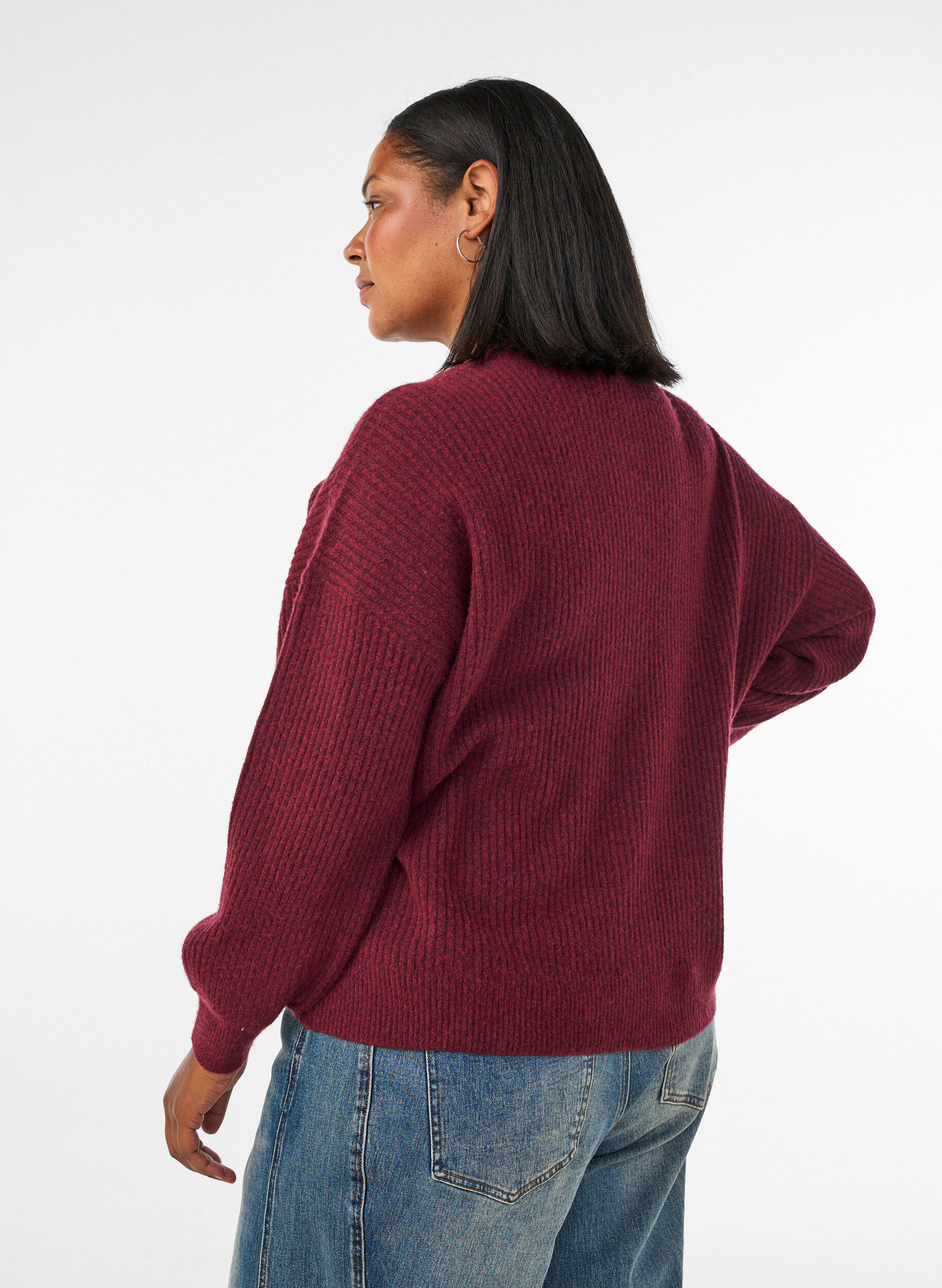 ZizziRippenstrick Strickjacke mit Kn&ouml;pfen, Rot, Model image number 2