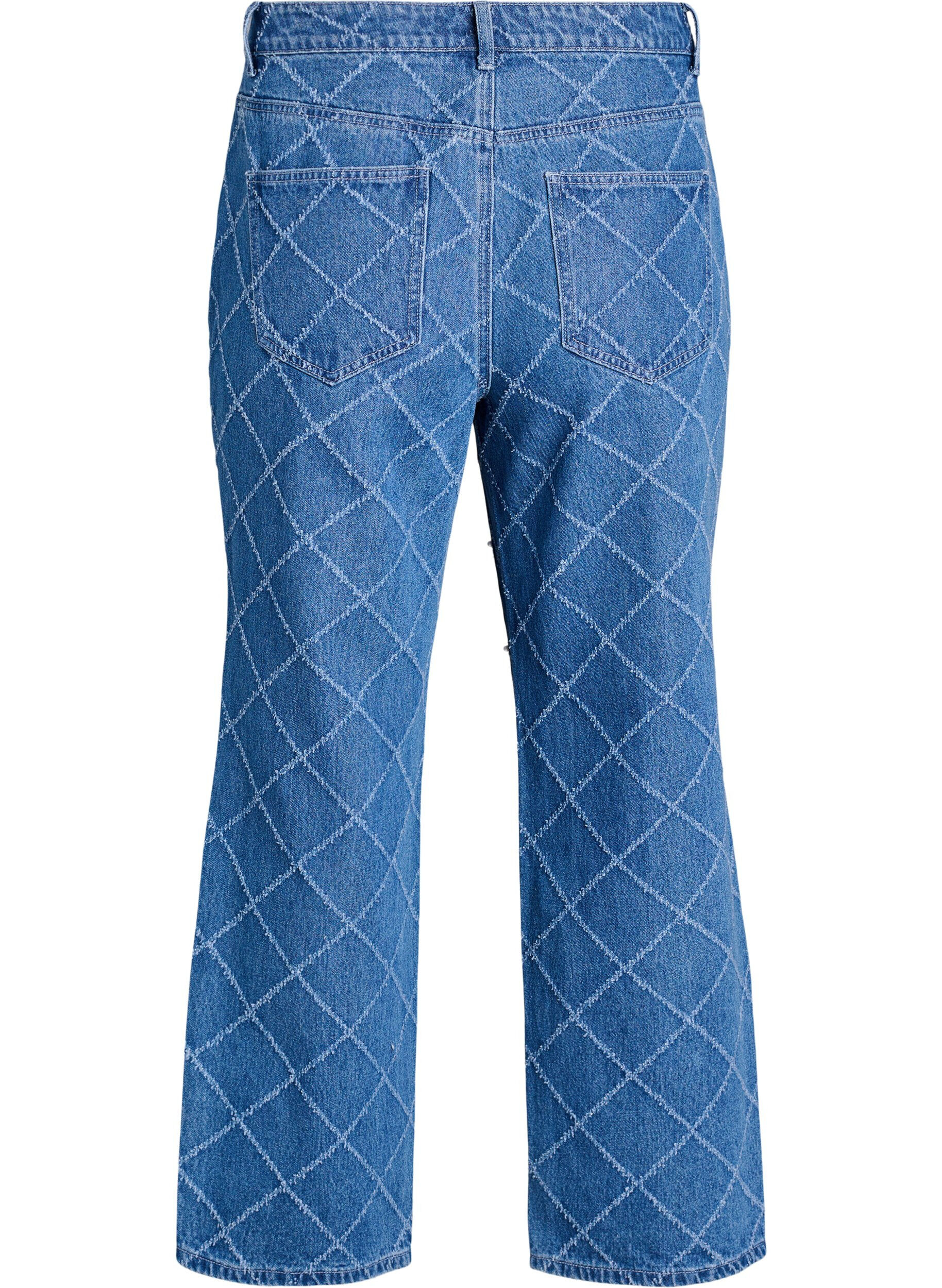 ZizziKiana Jeans mit hoher Taille und abgenutzter Optik, Blau, Packshot image number 1