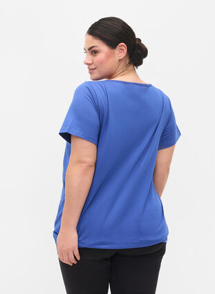 Kurzarm Baumwoll-T-Shirt, Dazzling Blue, Model image number 1