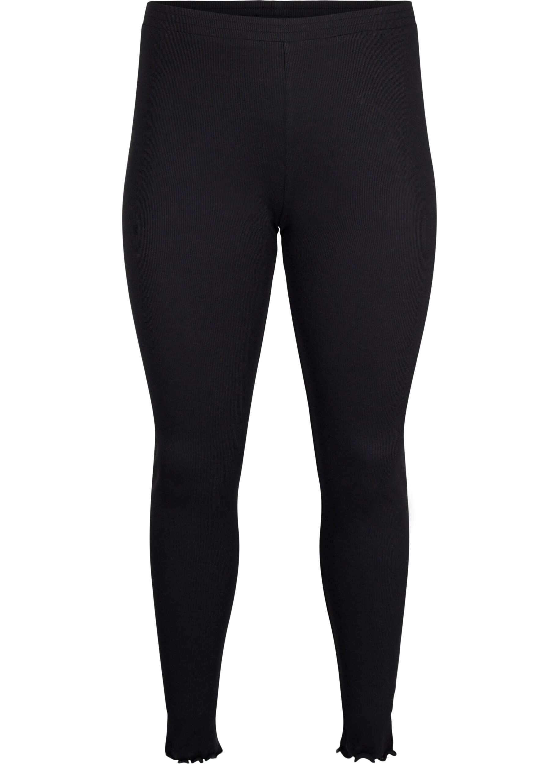 ZizziEng geschnittene, gerippte Hose, Black, Packshot image number 0