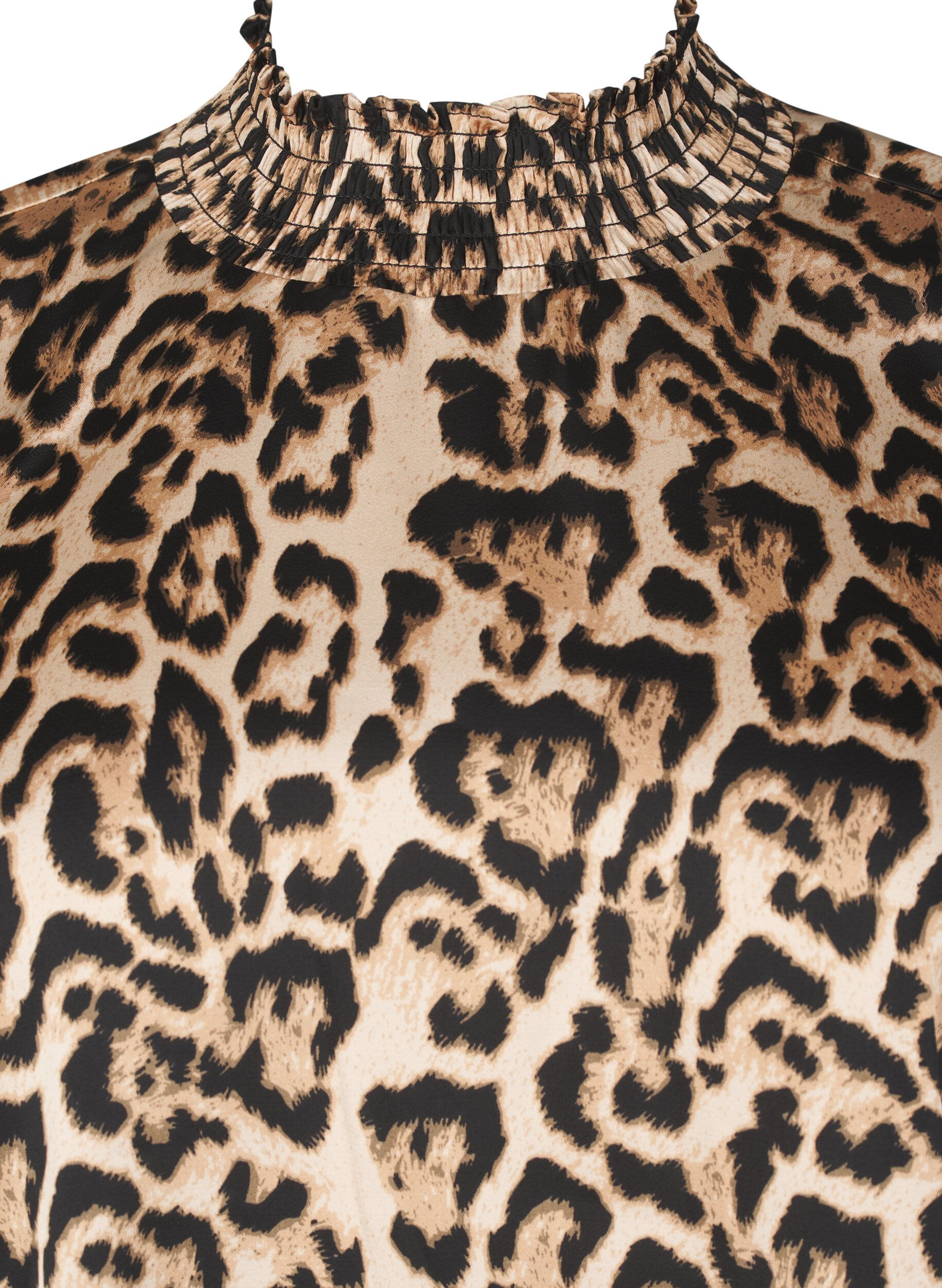 ZizziBluse mit Smok-Einsatz und Leopardenmuster, Braun, Packshot image number 2