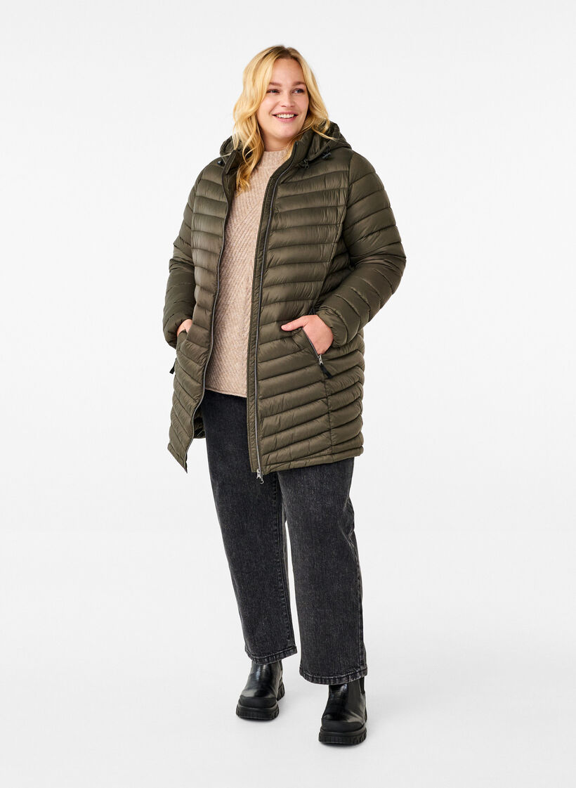 Leichte Jacke mit Taschen und abnehmbarer Kapuze, Grün, Model image number 1