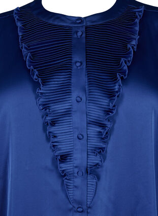  Hemdbluse aus Satin mit Rüschen, Deep Ultramarine, Packshot image number 2
