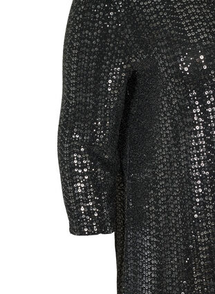 Bluse mit 3/4-Ärmeln und Pailletten, Black w Silver, Packshot image number 2