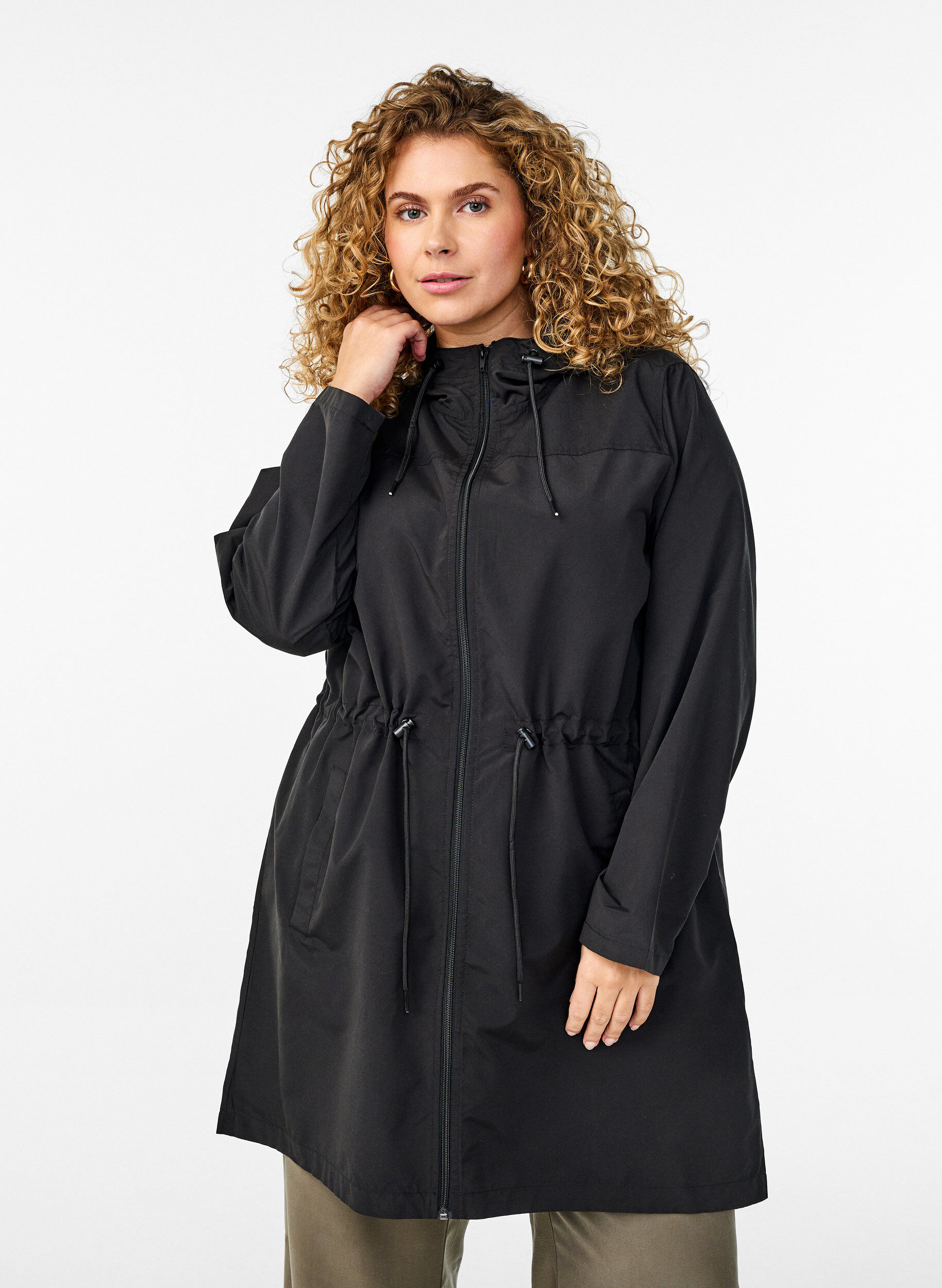 ZizziLeichter Parka mit Kapuze, Schwarz, Model image number 0