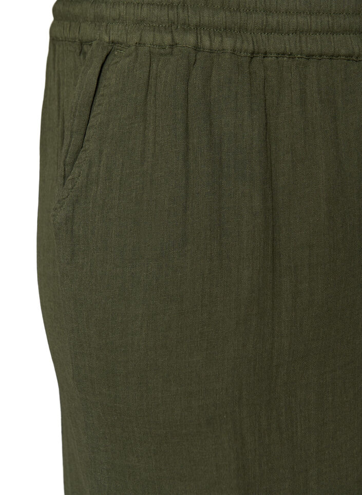Lockere Shorts aus Baumwollmusselin mit hoher Taille, Gr&uuml;n, Packshot image number 3