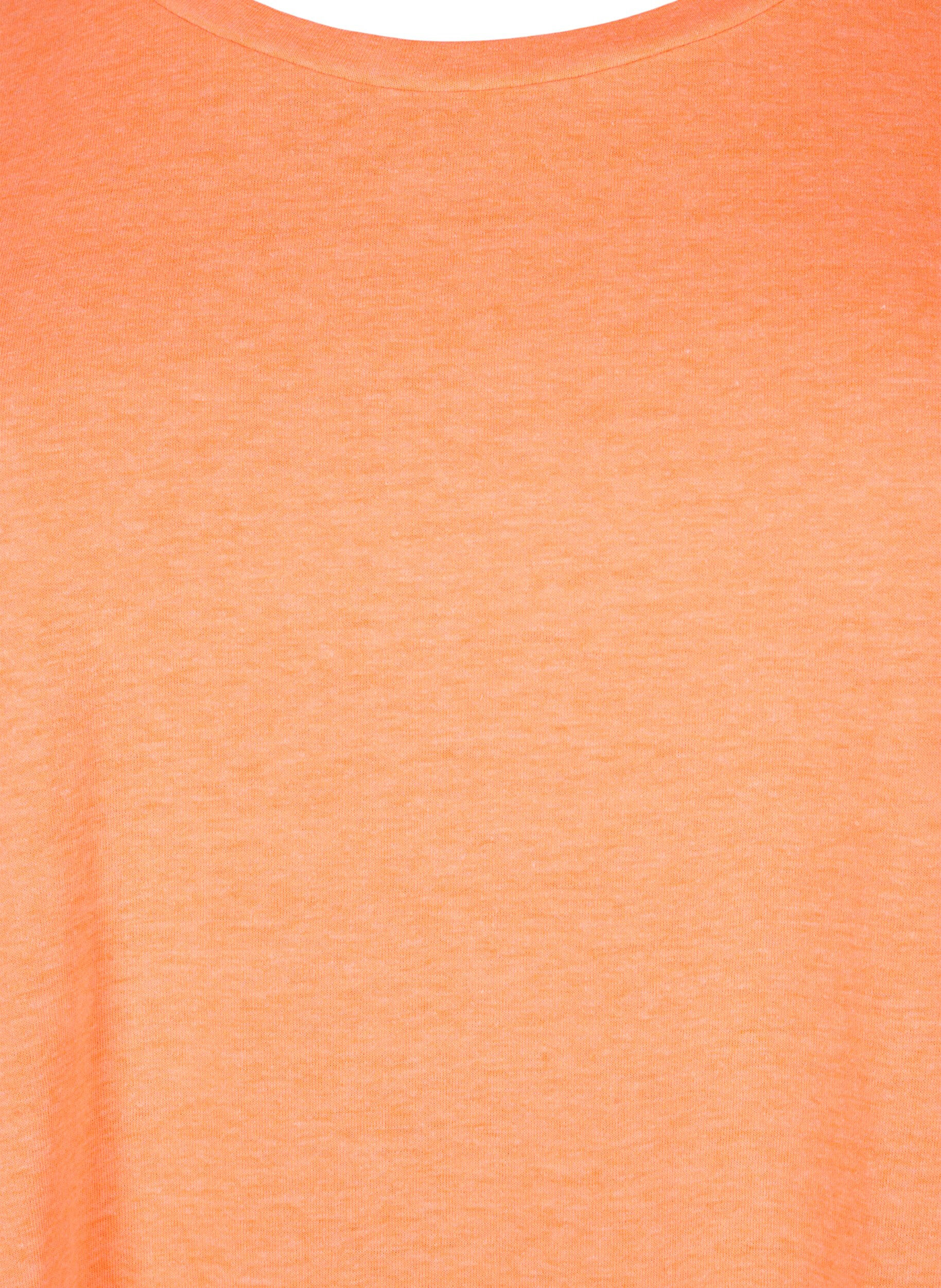 ZizziNeonfarbenes T-Shirt aus Baumwolle, Orange, Packshot image number 2