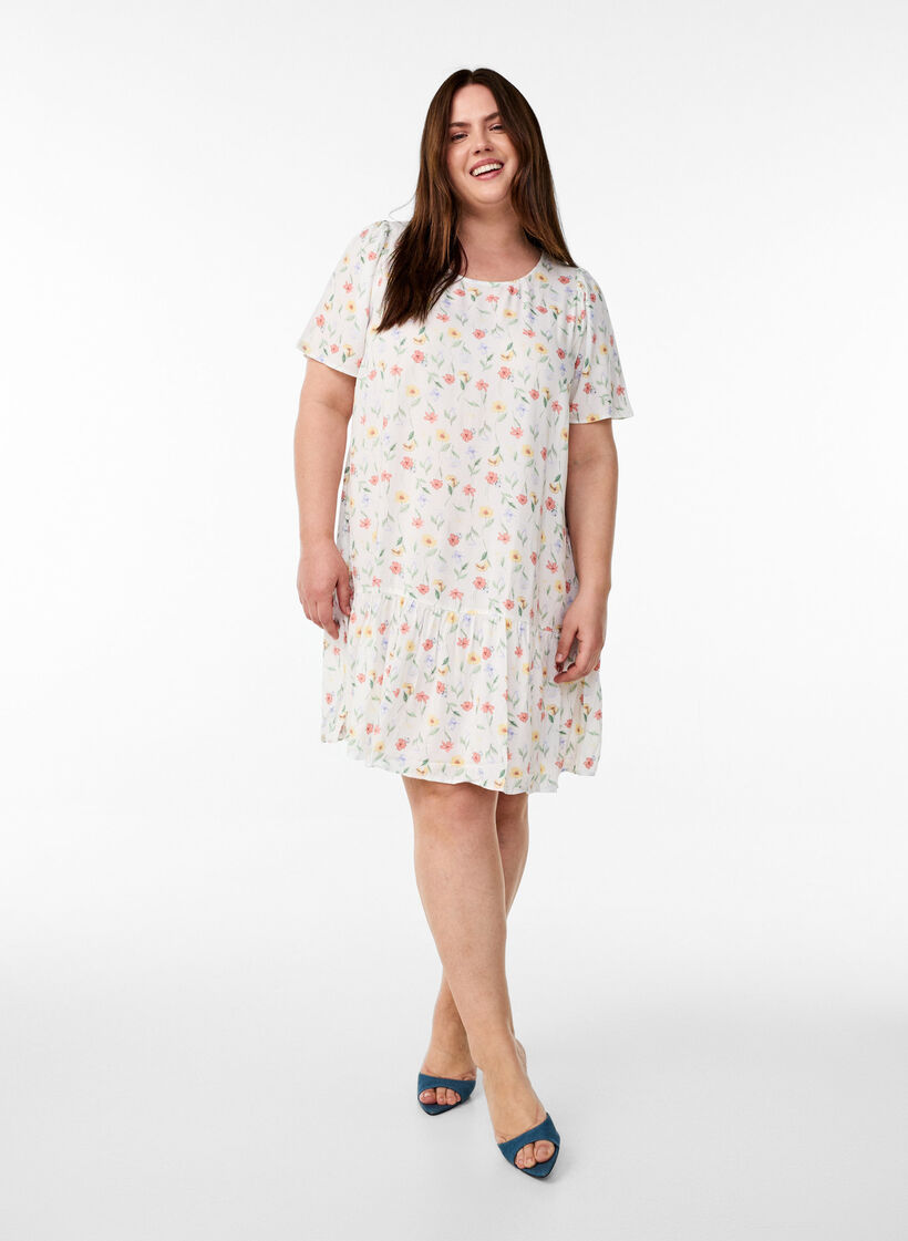 Kleid aus Viskose mit Schnittlinie, Wei&szlig;, Model image number 1