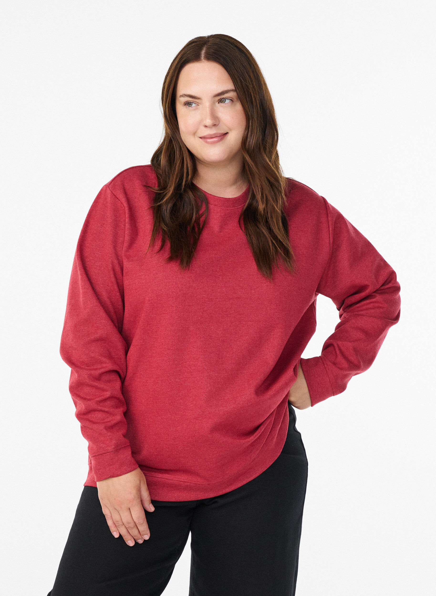 FLASH - Sweatshirt mit Rundhalsausschnitt, Rot, Model
