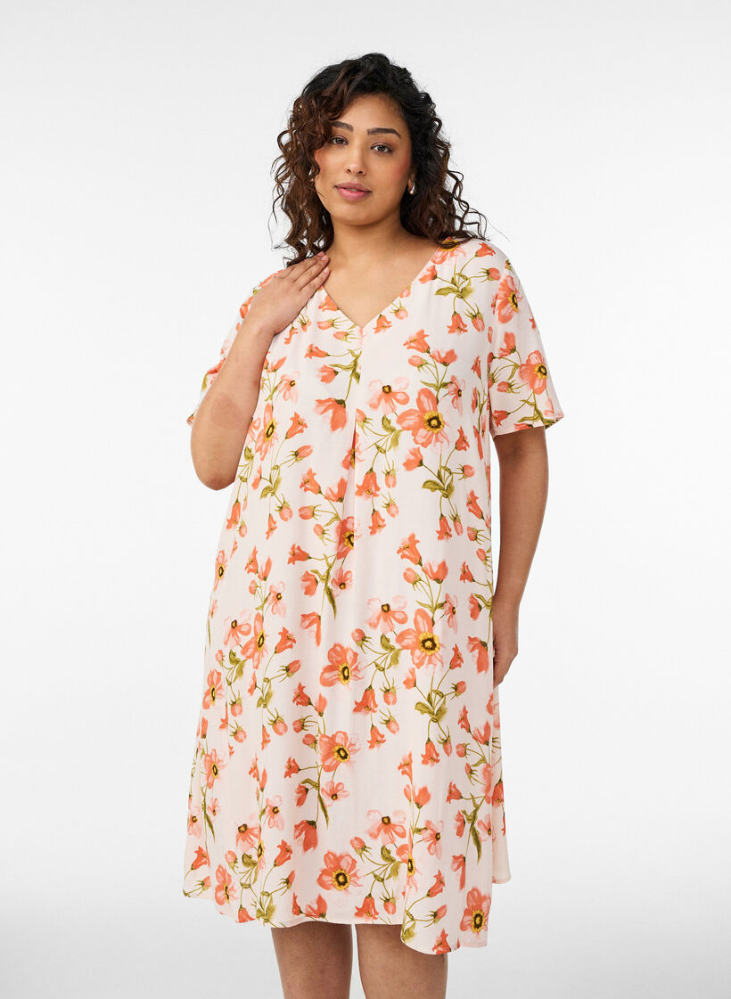 A-Linien-Kleid aus Viskose, Pink, Model image number 0