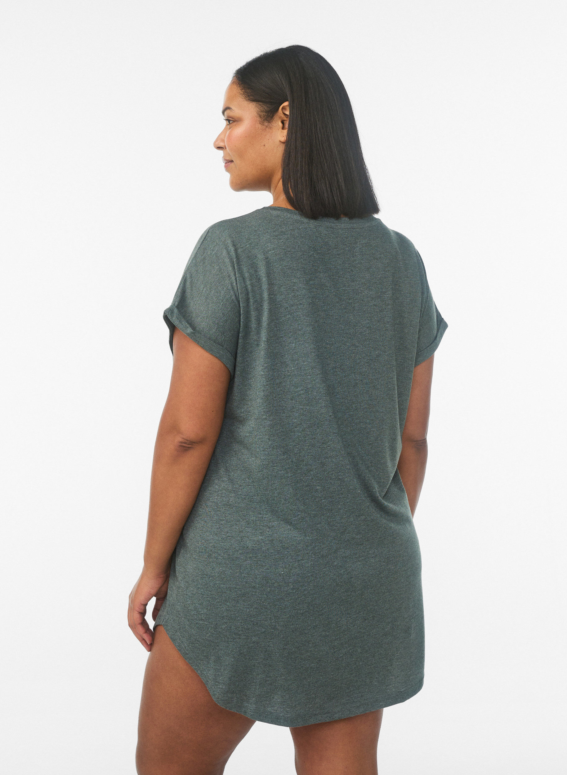 ZizziKurz&auml;rmliges Nachthemd mit Textdruck, Gr&uuml;n, Model image number 2