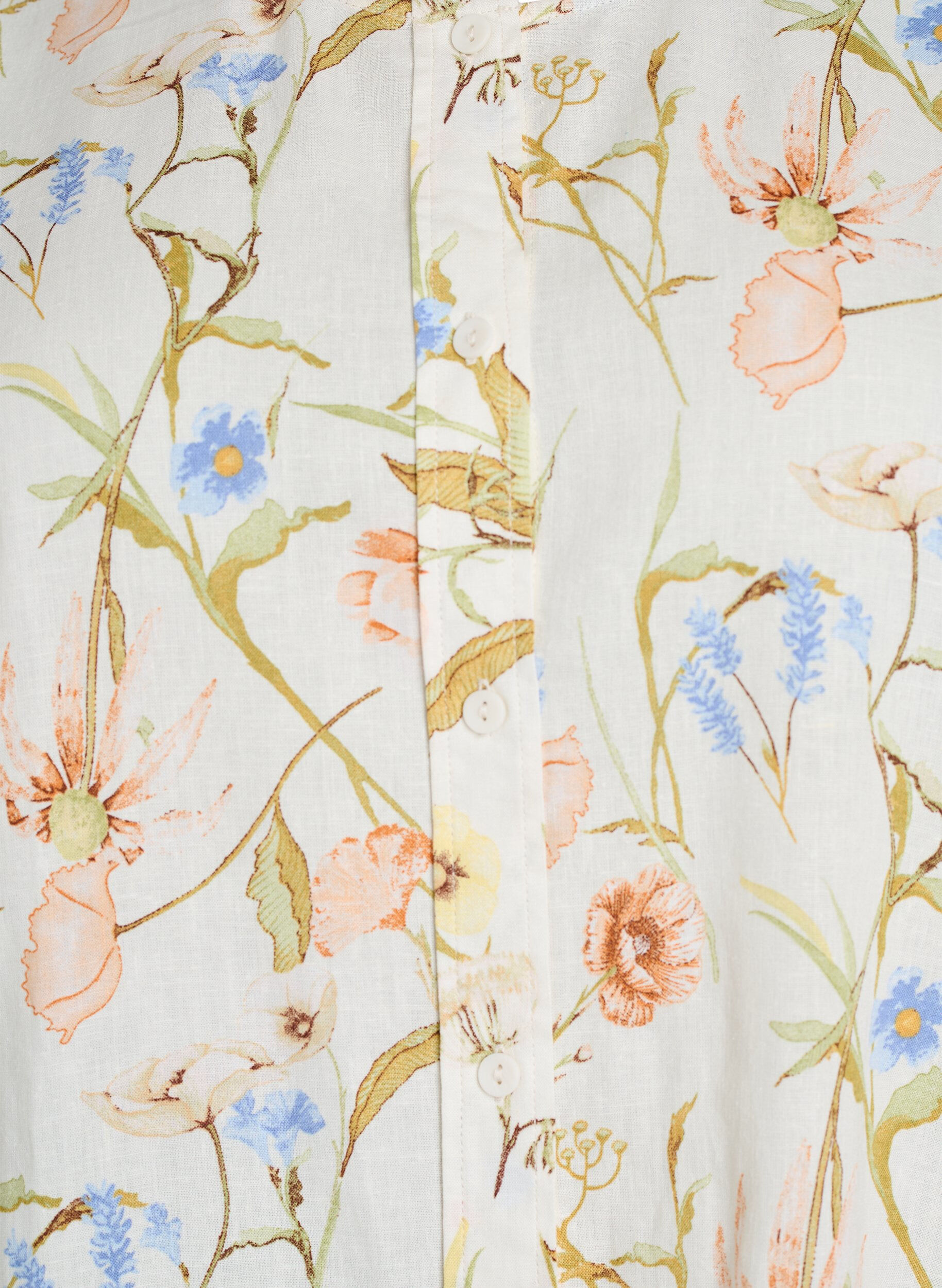 ZizziHemdbluse aus Leinen und Viskose mit 3/4-&Auml;rmeln, Vanille, Packshot image number 2