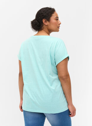 Meliertes T-Shirt aus Baumwolle, Aqua Splash Melange, Model image number 1