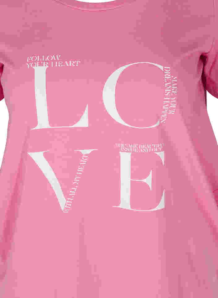 T-Shirt aus Baumwolle mit Print, Cyclamen LOVE, Packshot image number 2